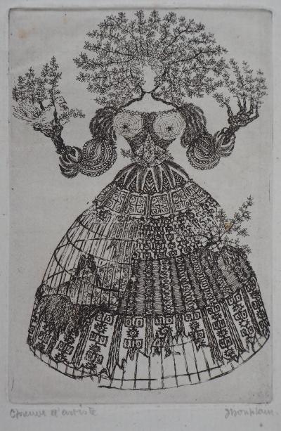 Jacques HOUPLAIN: Woman-nature - Original Signed Etching 2