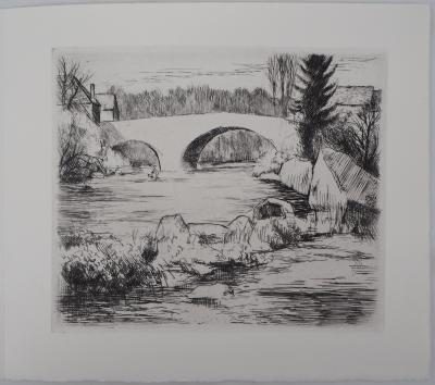 Eugène CORNEAU : Le petit pont - Gravure Originale 2