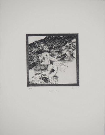 Michel QUERIOZ : La montagne (Multitude) - Gravure originale signée 2