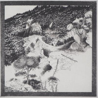 Michel QUERIOZ : La montagne (Multitude) - Gravure originale signée 2