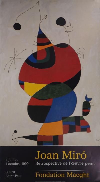 Joan MIRO : Femme, oiseau et étoile - Affiche originale d’époque Signée 2