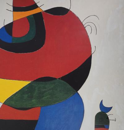 Joan MIRO : Femme, oiseau et étoile - Affiche originale d’époque Signée 2