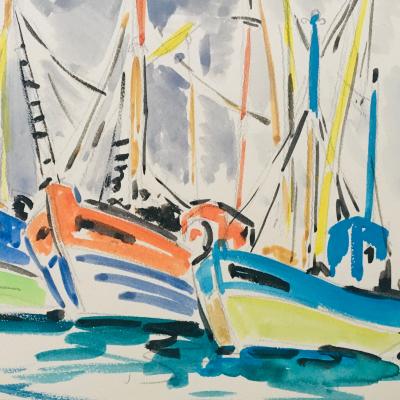 Roger WORMS - Etel, 1955 - Aquarelle signée 2