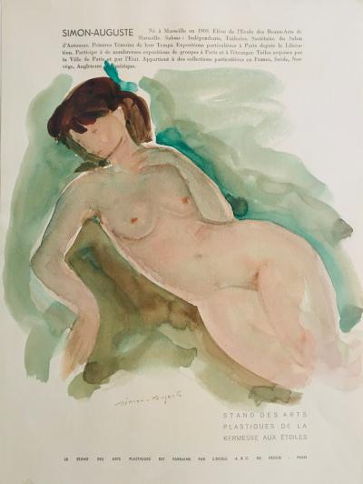 SIMON-AUGUSTE - Nu, 1954 - Aquarelle signée 2