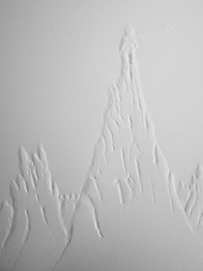 Antoine DE SAINT-EXUPERY : Le petit prince sur la montagne - Gravure sur bois 2