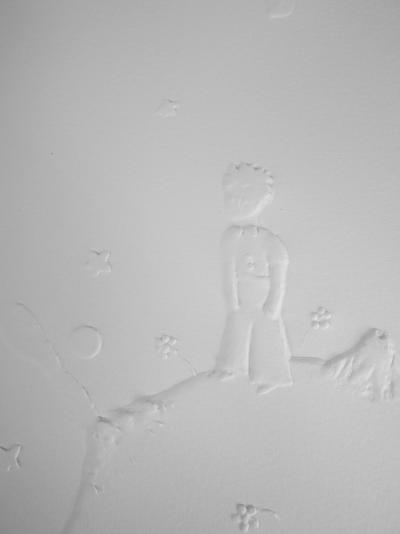 Antoine DE SAINT-EXUPERY : Le petit prince sur l'astéroïde B 612 - Gravure sur bois 2
