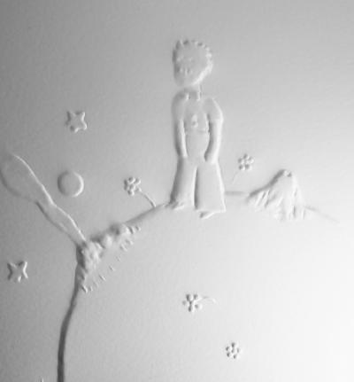 Antoine DE SAINT-EXUPERY : Le petit prince sur l'astéroïde B 612 - Gravure sur bois 2