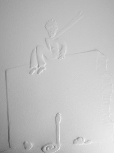 Antoine DE SAINT-EXUPÉRY : Le petit prince observe le serpent - Gravure sur bois 2