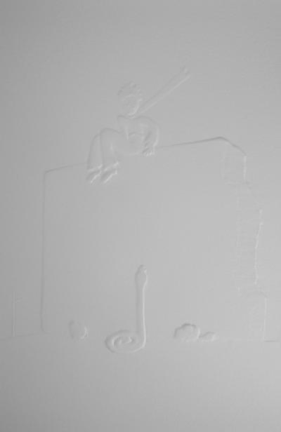 Antoine DE SAINT-EXUPÉRY : Le petit prince observe le serpent - Gravure sur bois 2