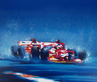 Victor Spahn: Formula 1 Ferrari Duel - Original signed silkscreen print 2