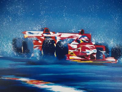 Victor Spahn: Formula 1 Ferrari Duel - Original signed silkscreen print 2