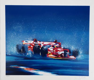 Victor Spahn: Formula 1 Ferrari Duel - Original signed silkscreen print 2