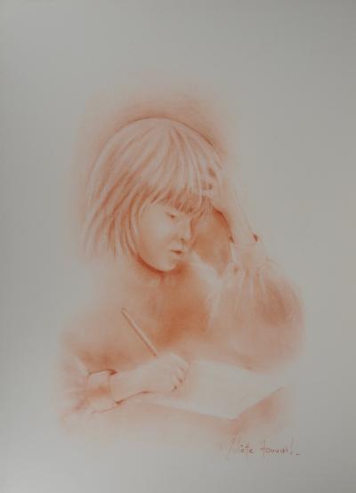 Juliette HONNART : Le jeune écrivain - Lithographie Originale Signée 2