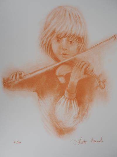 Juliette HONNART : Le jeune violoniste - Lithographie Originale Signée 2