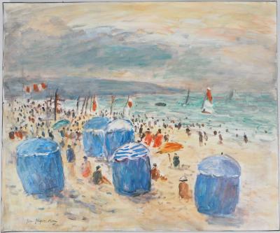 Jean-Jacques RENÉ : Ciel orageux sur la plage - Huile sur toile signée 2