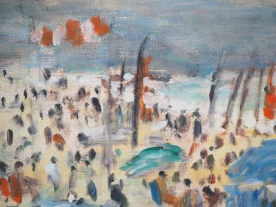 Jean-Jacques RENÉ : Ciel orageux sur la plage - Huile sur toile signée 2