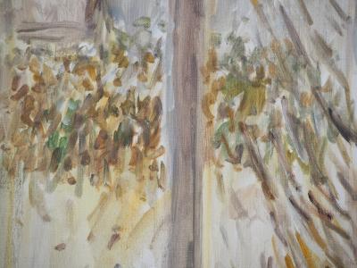 Jean-Jacques RENÉ : Le jardin sous la neige - Huile sur toile signée 2