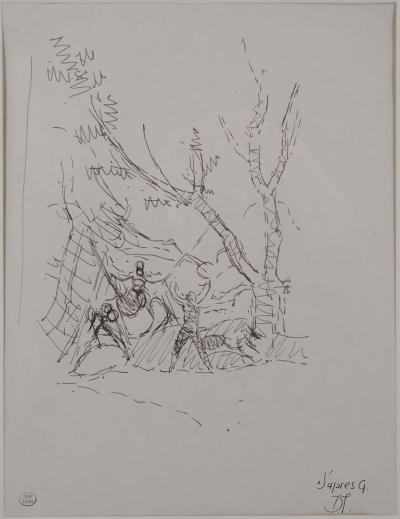 Dora MAAR - Hommage aux maîtres anciens : Les chevaliers - Dessin Originale Signé 2