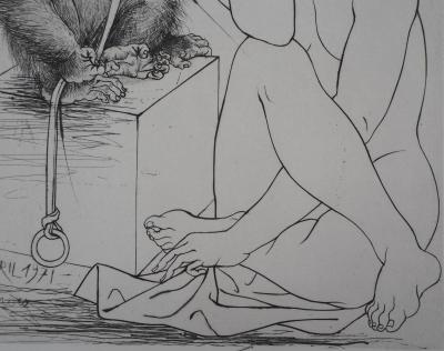 Pierre-Yves TRÉMOIS : Le singe et la femme nue - Gravure Originale Signée 2