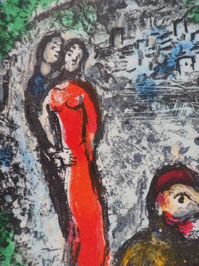 Marc CHAGALL : Couple et artiste devant Saint Jeannet, Lithographie originale 2
