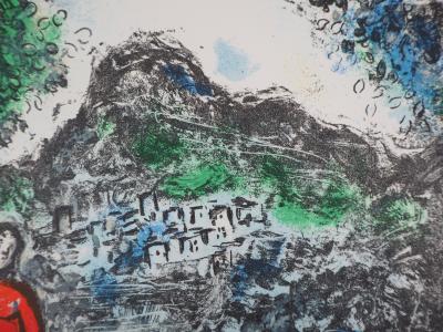 Marc CHAGALL : Couple et artiste devant Saint Jeannet, Lithographie originale 2