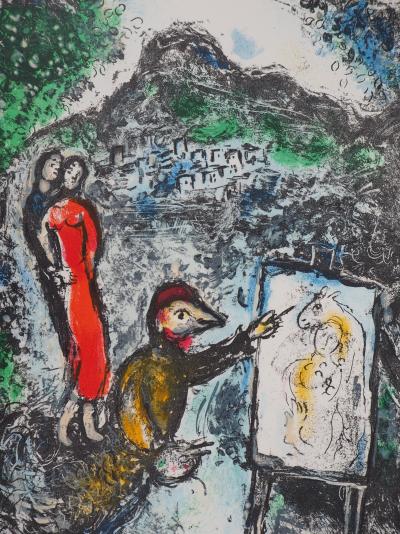 Marc Chagall: Paar und Künstler vor der Heiligen Johanna, Originallithografie 2