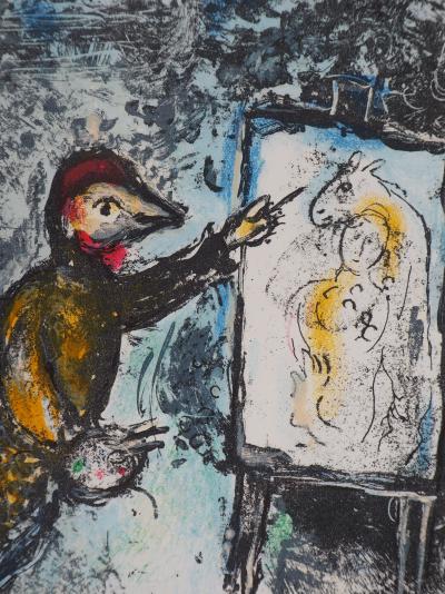 Marc CHAGALL : Couple et artiste devant Saint Jeannet, Lithographie originale 2