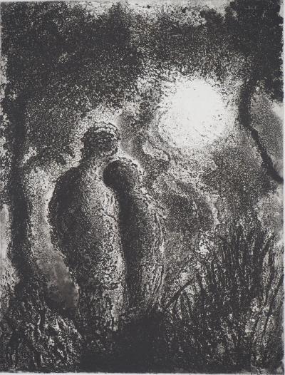 Fabienne BARRANGER : Couple face au soleil - Gravure originale signée 2