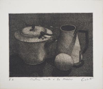 Roland CABOT : Nature morte à la théière - Gravure originale signée 2