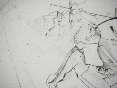 Alexis DE KERMOAL : Compression d’une ville, 1984 - Gravure Originale Signée 2