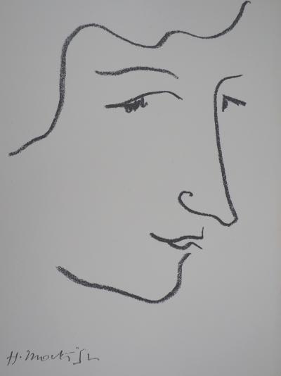 Henri MATISSE - Portrait de profil, Lithographie signée 1952 2
