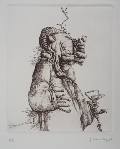 José HERNÁNDEZ : Portrait du monstre - Gravure Originale Signée 2