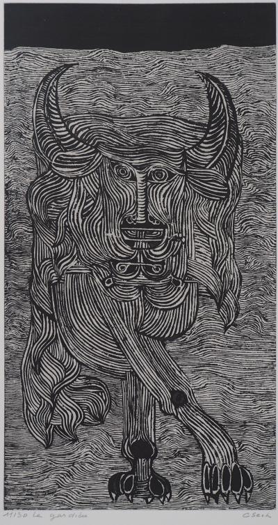 Hélène CSECH: The guardian (Taurus) - Original Signed Etching 2