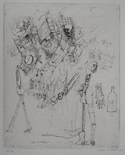 Alexis DE KERMOAL : La ville ouvre ses portes - Gravure Originale Signée 2