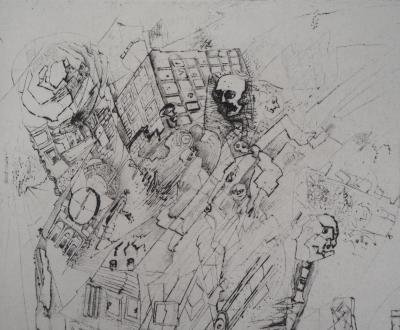 Alexis DE KERMOAL : La ville ouvre ses portes - Gravure Originale Signée 2