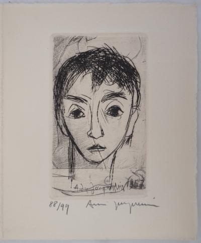 André JACQUEMIN : Portrait de jeune homme - Gravure Originale Signée 2