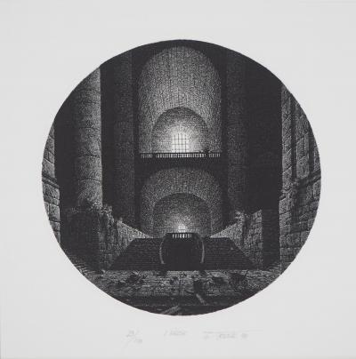 Gérard TRIGNAC : L’église - Original Engraving, signed 2