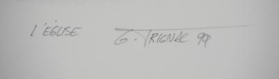Gérard TRIGNAC : L’église - Original Engraving, signed 2