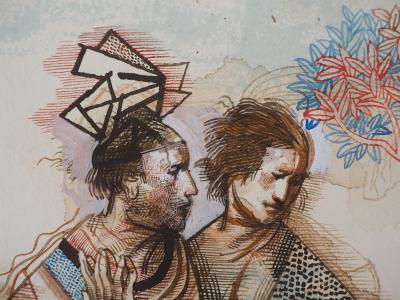 Miguel CONDÉ : Le peintre séduit - Dessin original signé 2