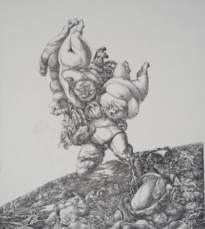 Yves DOARÉ : La chute des damnés - Gravure Originale Signée 2