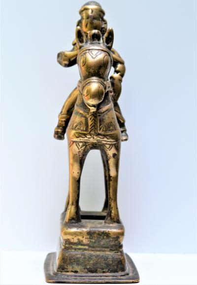 Inde, Maharastra - Cavalier sur sa monture (Khandoba) en bronze, XVIIIe - XIXème siècle 2