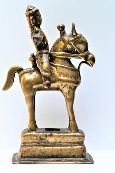 Inde, Maharastra - Cavalier sur sa monture (Khandoba) en bronze, XVIIIe - XIXème siècle 2