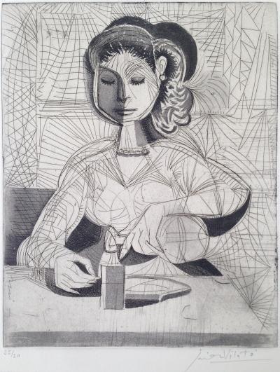 Javier VILATO - L’Espagnol à la verseuse, 1955, Gravure originale signée 2