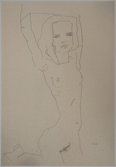 Egon SCHIELE (d’après) : Nu s’étirant - Lithographie Signée 2