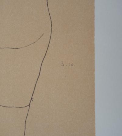 Egon SCHIELE (d’après) : L’esquisse face au miroir - Lithographie Signée 2