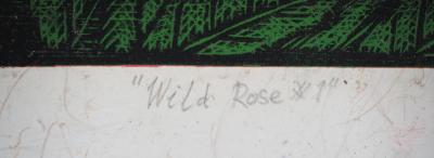 Reno MEGY SETIAWAN : Wild Rose I - Gravure sur bois Originale Signée 2