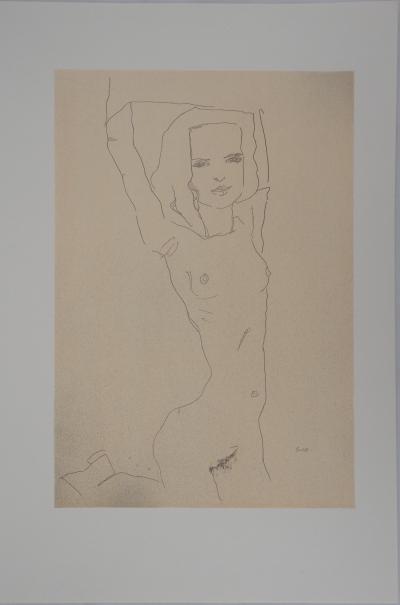 Egon SCHIELE (d’après) : Nu s’étirant - Lithographie Signée 2