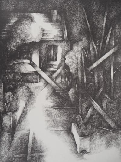 Jean-Pierre PLUNDR : La cabane - Lithographie Originale Signée 2