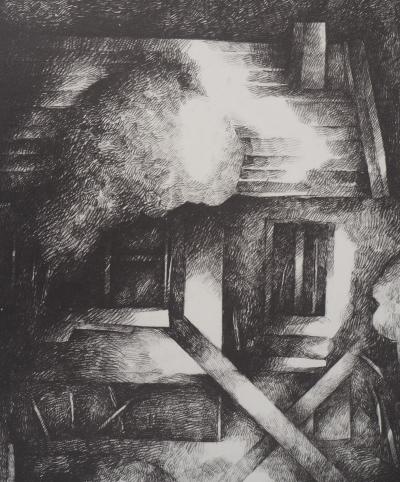 Jean-Pierre PLUNDR : La cabane - Lithographie Originale Signée 2