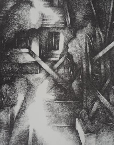Jean-Pierre PLUNDR : La cabane - Lithographie Originale Signée 2